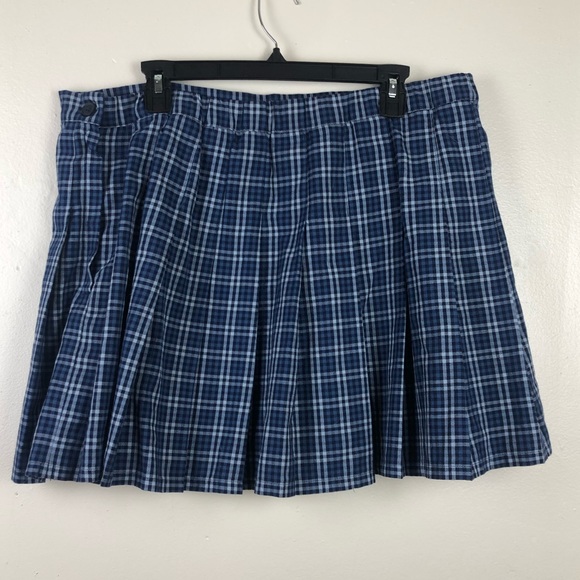Aerie Mini Blue Gingham Pleated Skirt - Picture 3 of 5